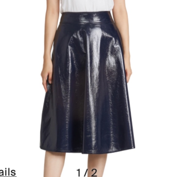 Crackled Pleather Navy Skirt by Essentiel Antwerp - Picture 1 of 5